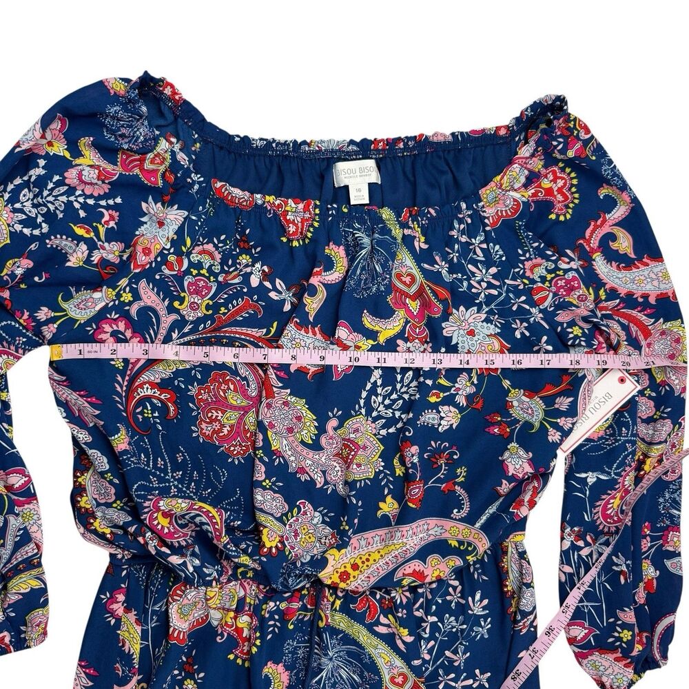 Bisou NEW Michelle Bohbot Paisley Maxi Dress Women 16 Off the Shoulders $86 - Picture 12 of 16